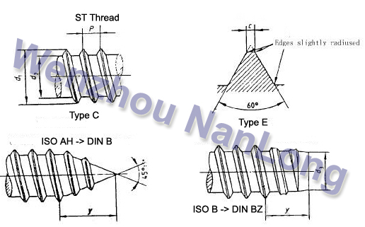 DIN 7970 Tapping screw threads