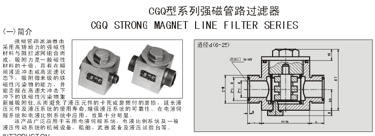 CGQ Strong Magnet Line Filter|Return Line Filter|China